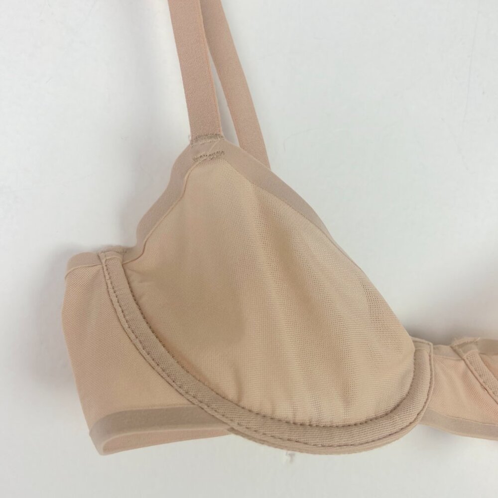 NWT Aerie SMOOTHEZ Mesh Unlined Balconette Bra Underwire Nude Size 32B NEW - Picture 2 of 7